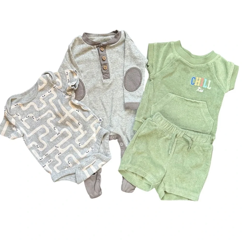 Gap Burts Bees Baby Clothing Lot 0-3 Months Organic Cotton 4pc